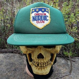 Deadstock Vintage Oregon Nordic Club Patch Snap Trucker Hat Cap
